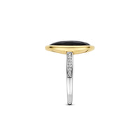 Ti Sento Yellow Gold Plated Black Crystal Pebble Ring 12386BY (56) - Michael Jones Jeweller