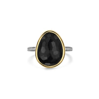 Ti Sento Yellow Gold Plated Black Crystal Pebble Ring 12386BY (56) - Michael Jones Jeweller