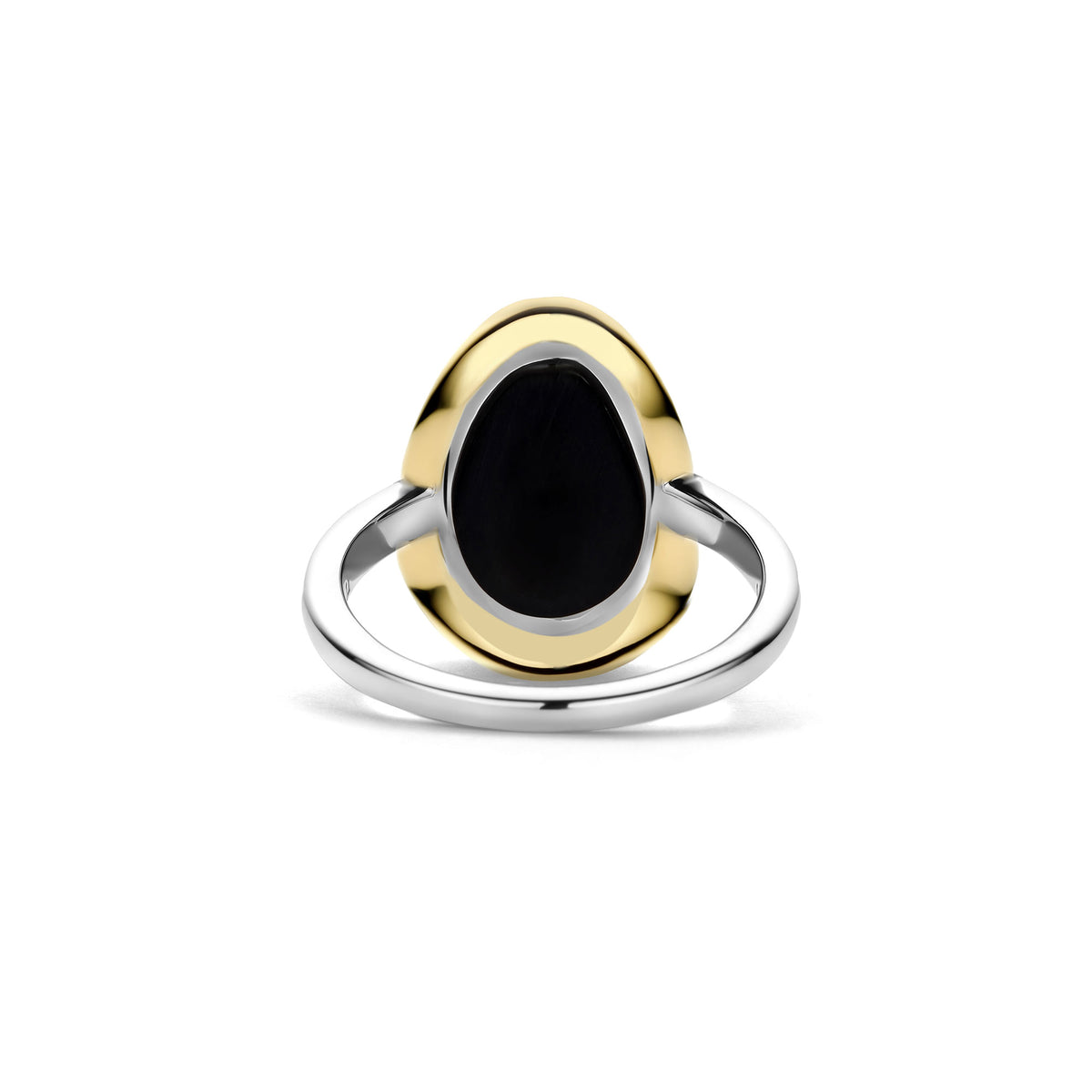 Ti Sento Yellow Gold Plated Black Crystal Pebble Ring 12386BY (56) - Michael Jones Jeweller