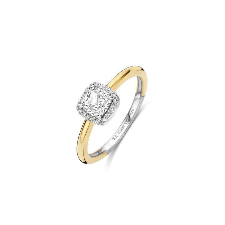 Ti Sento Yellow Gold Plated Cubic Zirconia Cluster Ring 12388ZY (56) - Michael Jones Jeweller