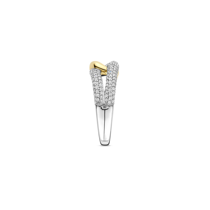 Ti Sento Yellow Gold Plated Cubic Zirconia Intertwined Ring 12394ZY (56)