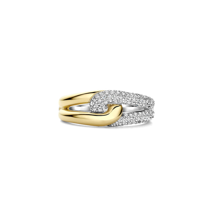 Ti Sento Yellow Gold Plated Cubic Zirconia Intertwined Ring 12394ZY (56)