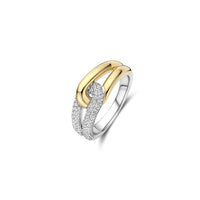 Ti Sento Yellow Gold Plated Cubic Zirconia Intertwined Ring 12394ZY (56)