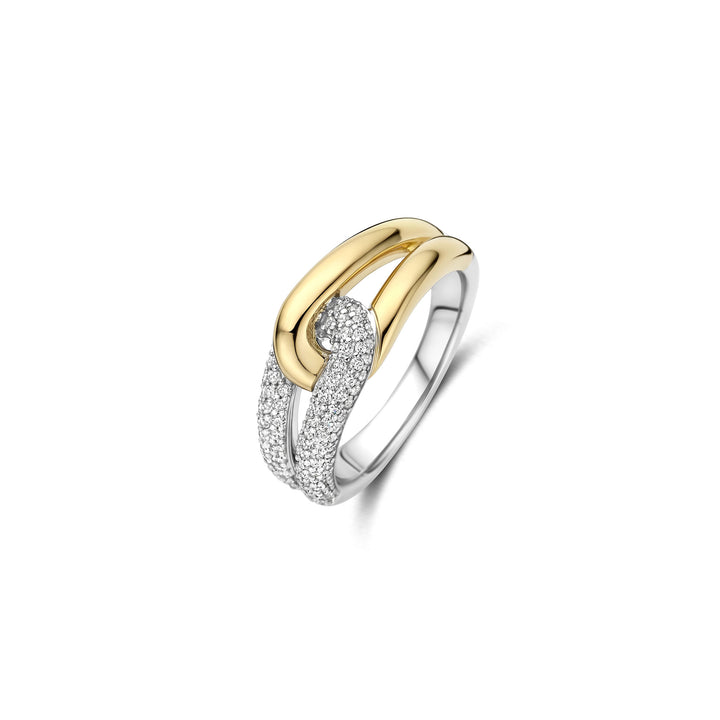 Ti Sento Yellow Gold Plated Cubic Zirconia Intertwined Ring 12394ZY (56)