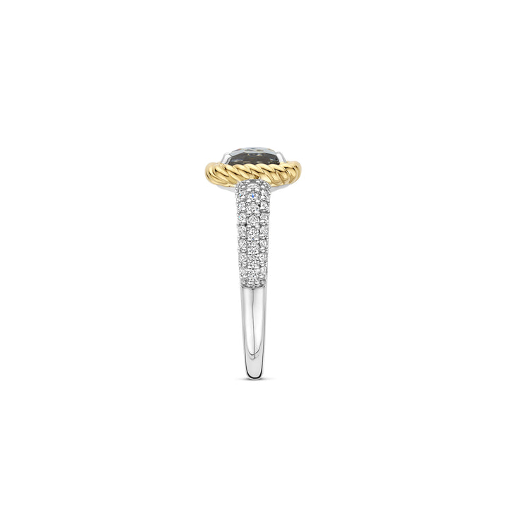 Ti Sento Yellow Gold Plated Grey Crystal and Cubic Zirconia Ring 12399GG (54)