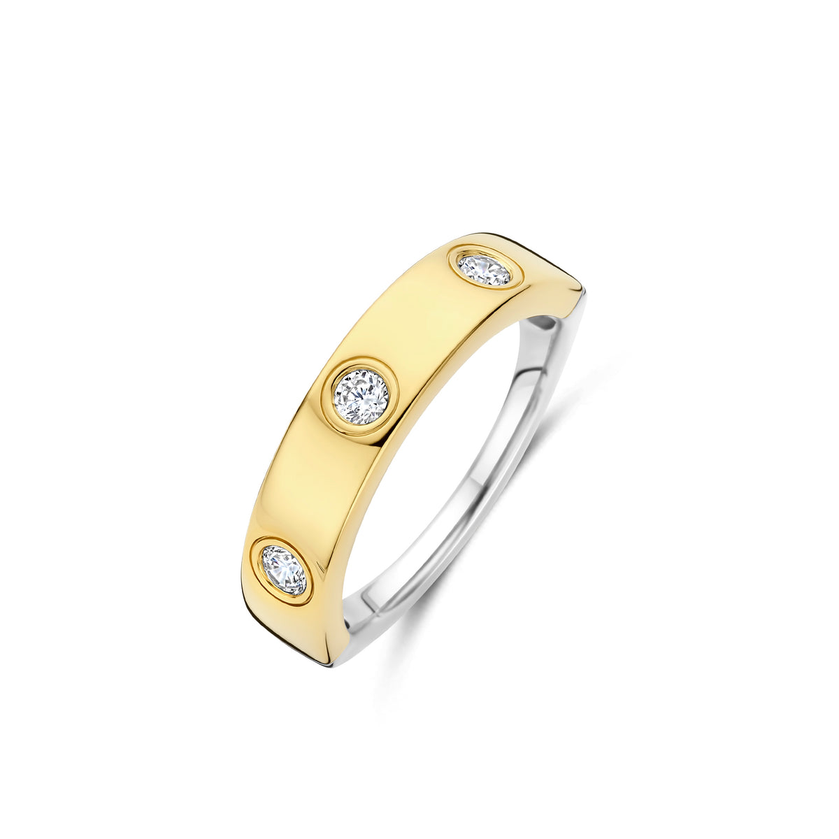 Ti Sento Yellow Gold Plated Cubic Zirconia Classic Ring 12403ZY (52) - Michael Jones Jeweller