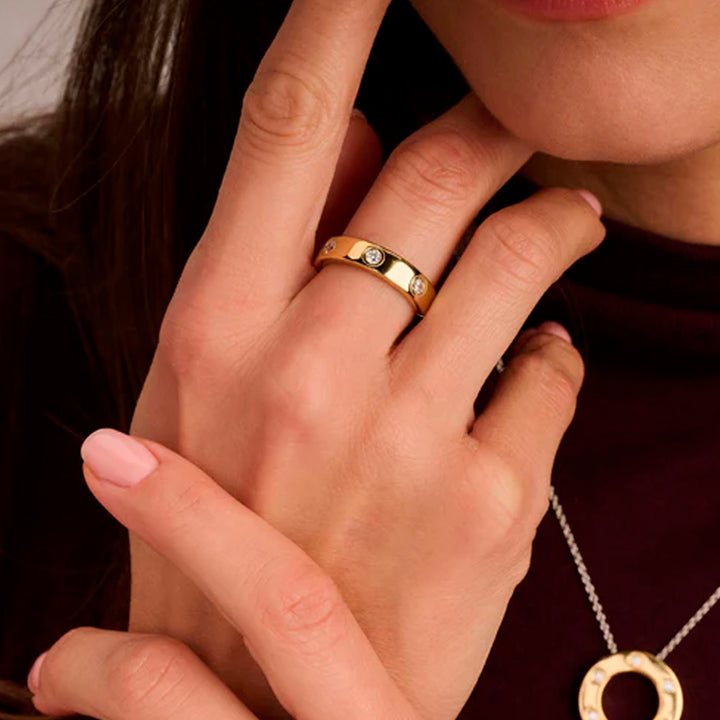 Ti Sento Yellow Gold Plated Cubic Zirconia Classic Ring 12403ZY (52)