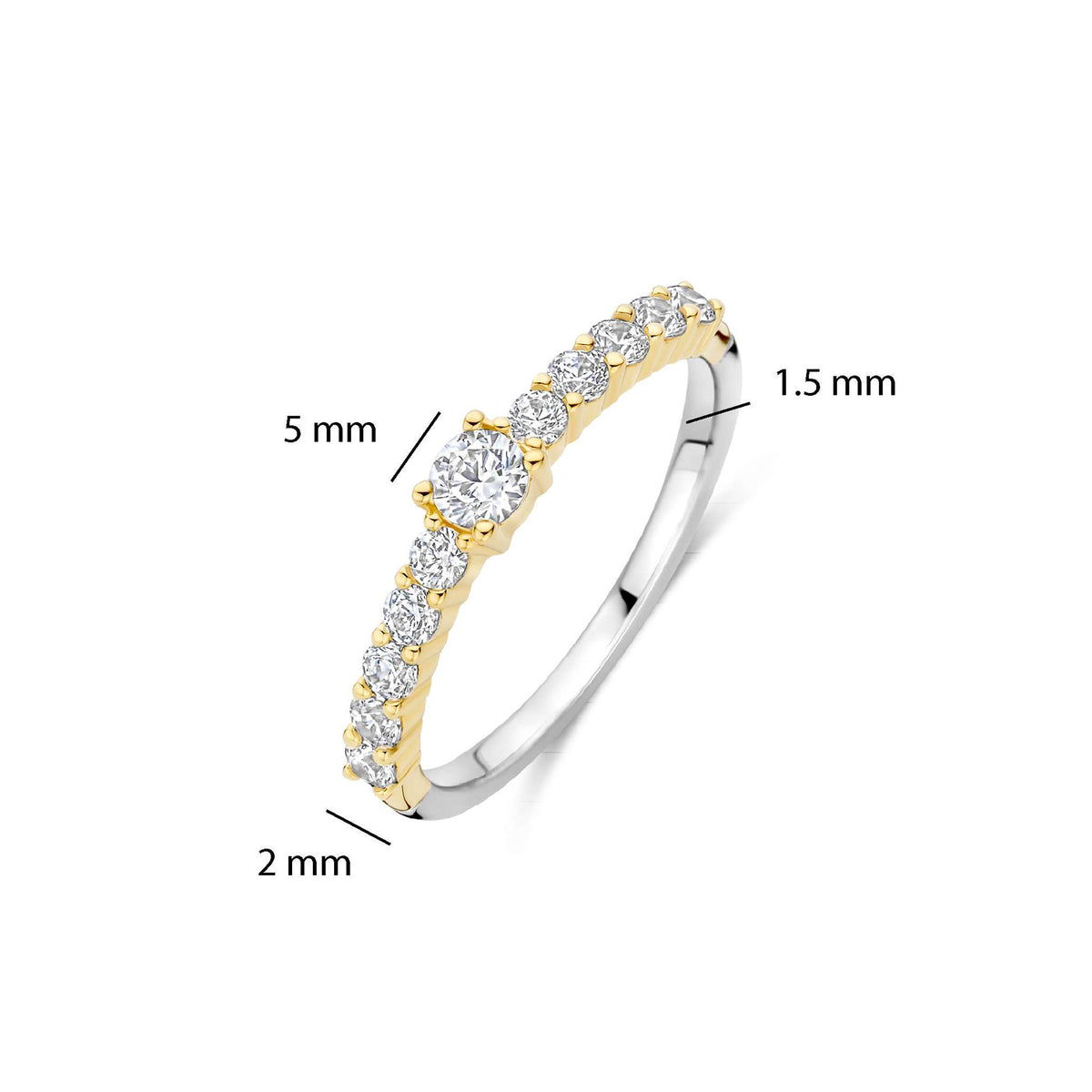 Ti Sento Yellow Gold Plated Cubic Zirconia Tennis Ring 12429ZY (52) - Michael Jones Jeweller