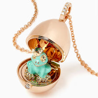 Fabergé Heritage Surprise Frog Pendant 18ct Rose Gold & Green Lacquer