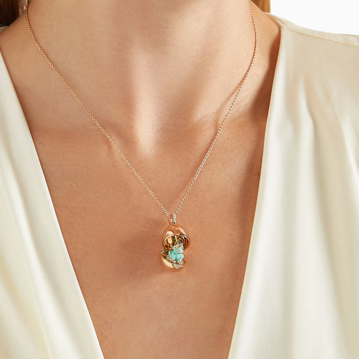 Fabergé Heritage Surprise Frog Pendant 18ct Rose Gold & Green Lacquer - Michael Jones Jeweller