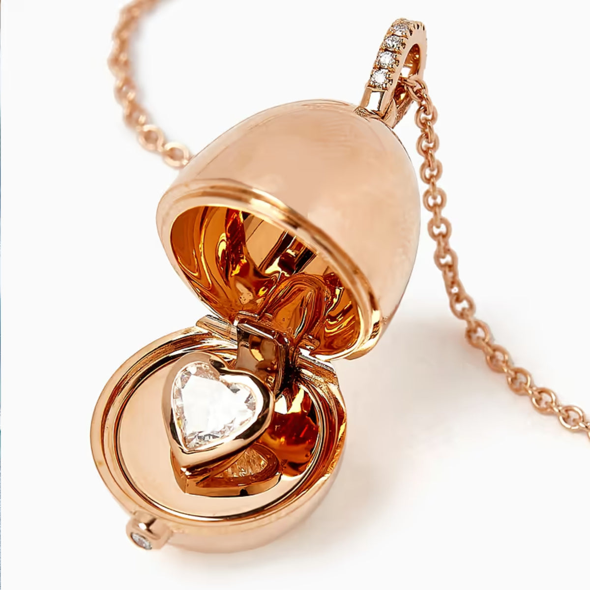 Fabergé Heritage Surprise Diamond Heart Pendant  18ct Rose Gold - Michael Jones Jeweller