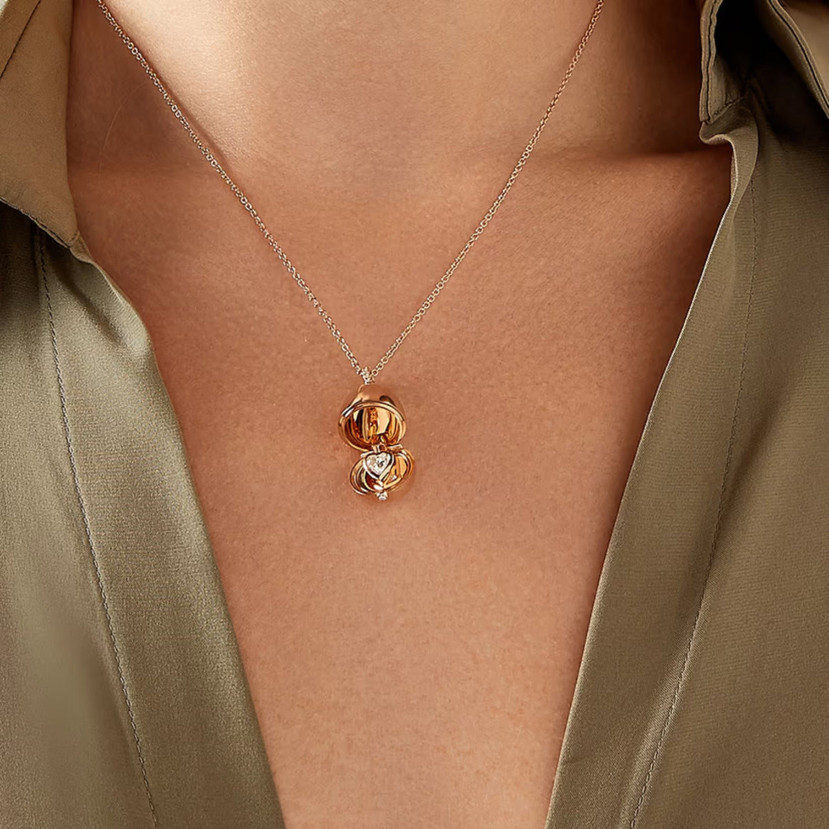 Fabergé Heritage Surprise Diamond Heart Pendant  18ct Rose Gold - Michael Jones Jeweller