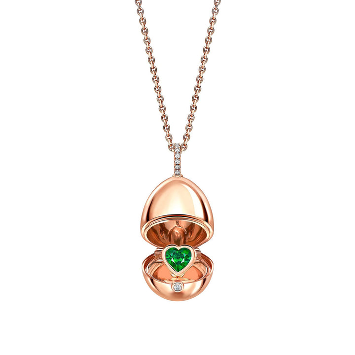 Fabergé Heritage Surprise Emerald Heart Pendant 18ct Rose Gold