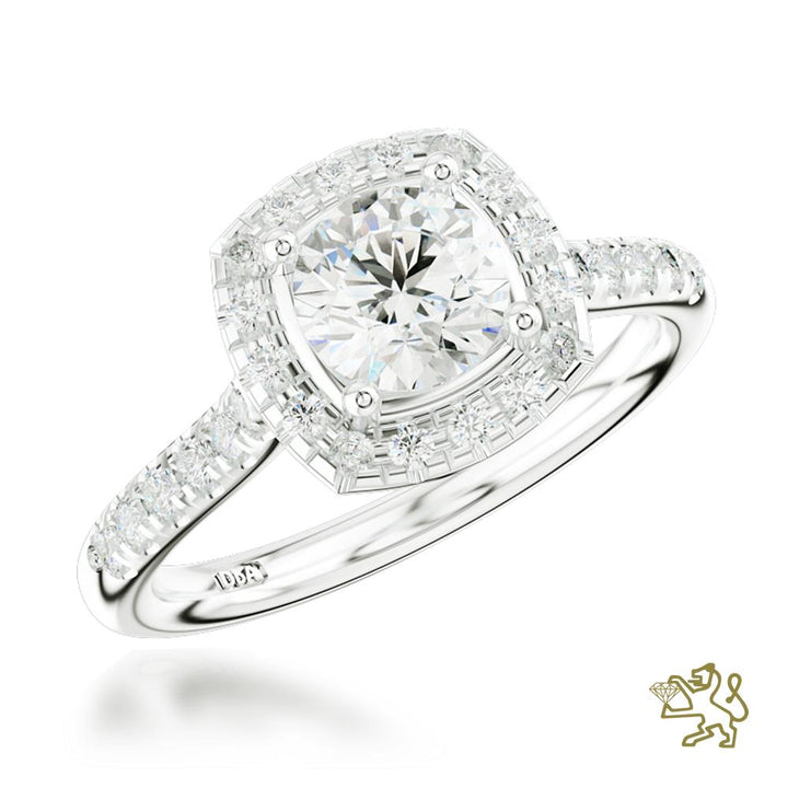 Skye Brava Halo 0.70ct E SI1 Diamond Platinum Ring