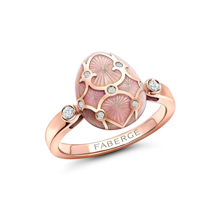 Fabergé Heritage Forever Egg Ring 18ct Rose Gold Guilloché Enamel (M)