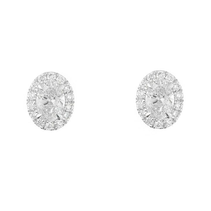 Laboratory Grown Diamond 2.00ct 18ct White Gold Oval Cluster Stud Earrings
