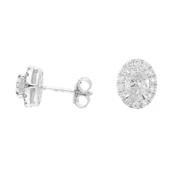 Laboratory Grown 2.00ct Oval Cut Diamond 18ct White Gold Cluster Stud Earrings