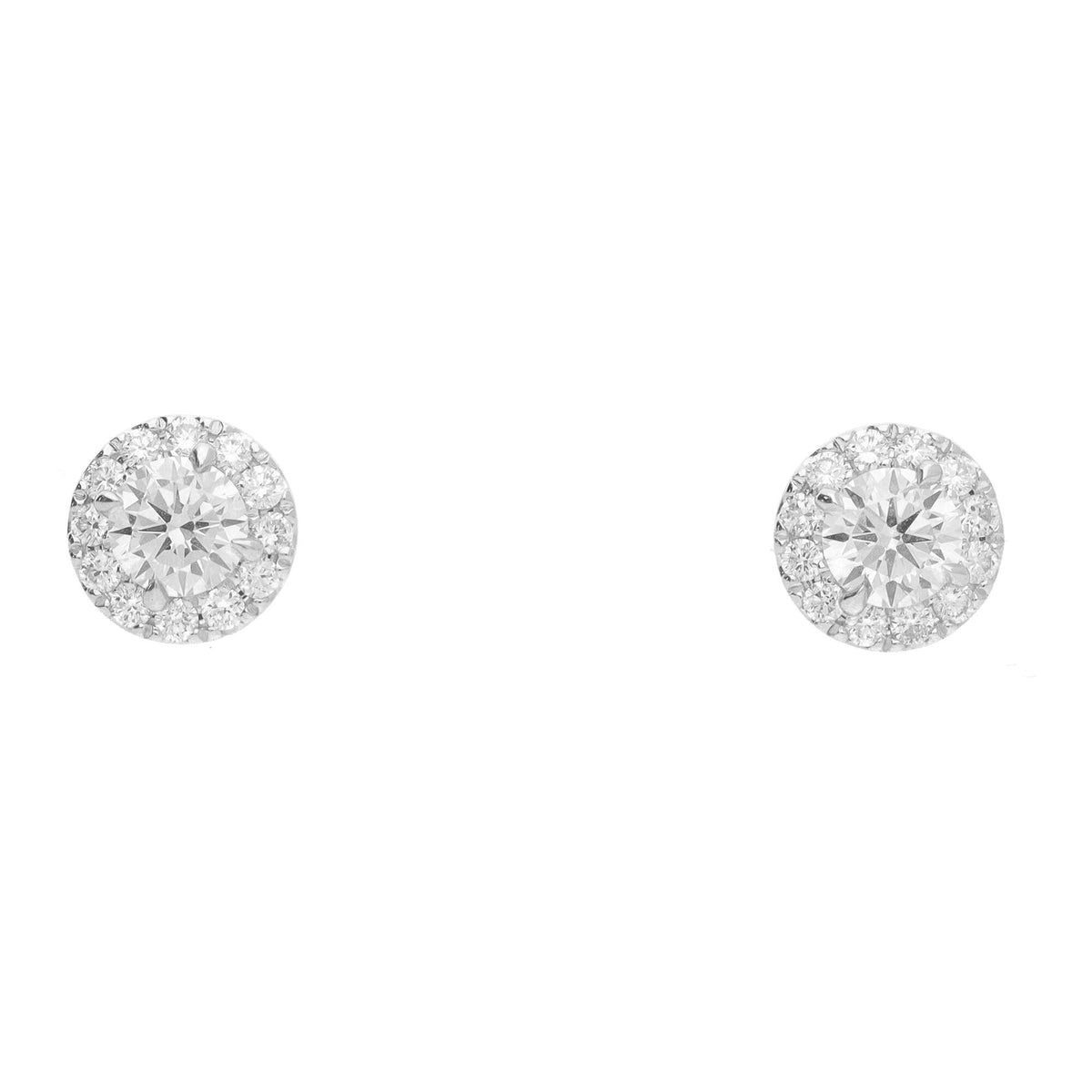 Laboratory Grown 2.00ct Diamond 18ct White Gold Round Cluster Stud Earrings - Michael Jones Jeweller