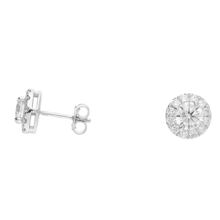 Laboratory Grown 2.00ct Diamond 18ct White Gold Round Cluster Stud Earrings