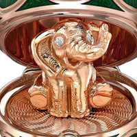 Fabergé Heritage Surprise Elephant Pendant 18ct Rose Gold Green Guilloché Enamel