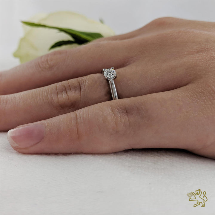 Petite Open Tulip Solitaire 0.20ct F SI Diamond Platinum Ring