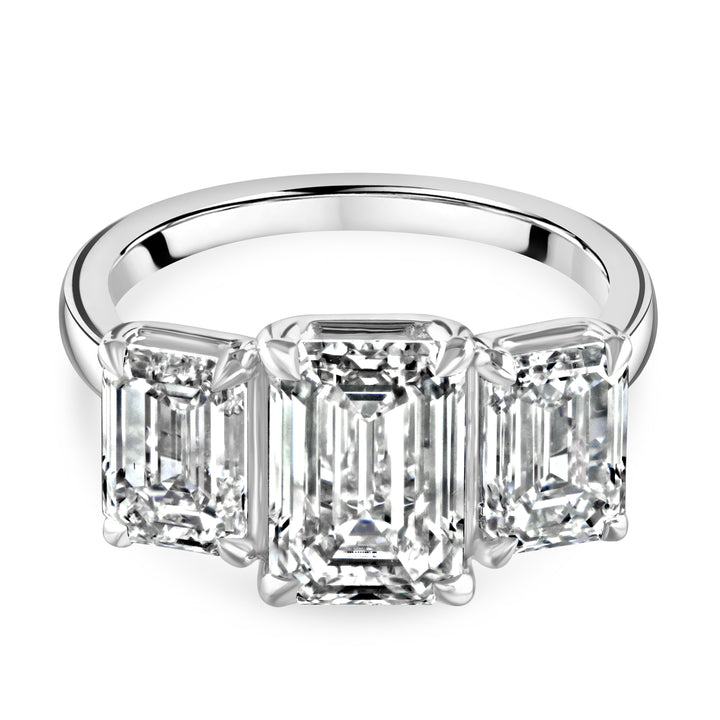 Laboratory Grown 5.00ct Emerald Cut Diamond 18ct White Gold Three Stone Ring