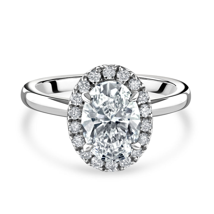 Laboratory Grown 2.00ct Oval Cut Diamond Platinum Cluster Ring