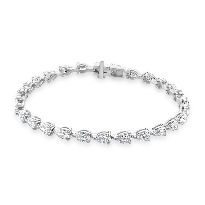 Laboratory Grown 7.00ct Pear Cut Diamond 18ct White Gold Tennis Bracelet