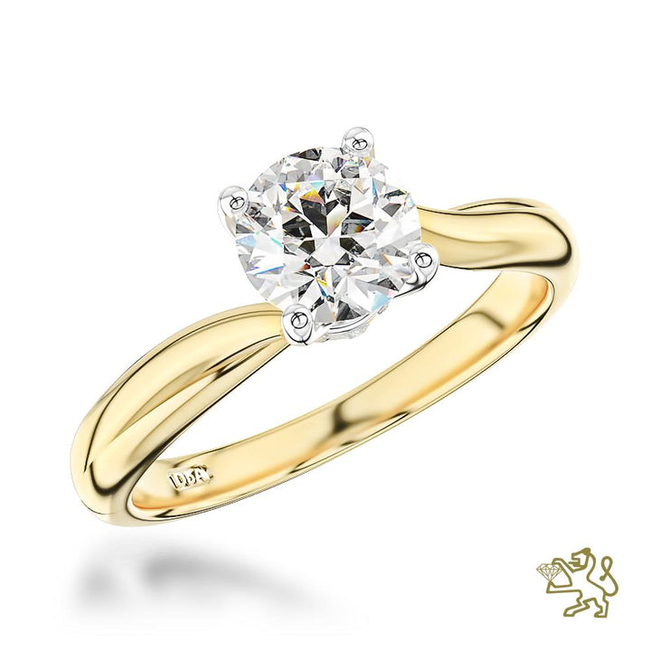 Rona Solitaire 0.41ct F SI1 Diamond Yellow Gold/Platinum Ring