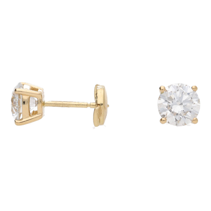 Laboratory Grown 2.00ct Diamond 18ct Yellow Gold Stud Earrings