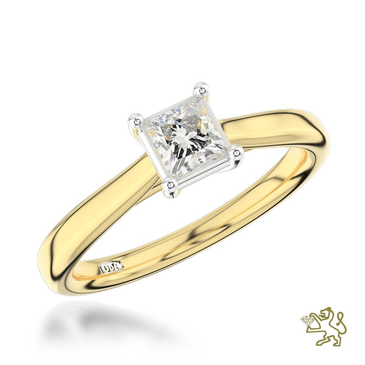 Classic Princess Solitaire 0.40ct E VVS1 Diamond Yellow Gold/Platinum Ring