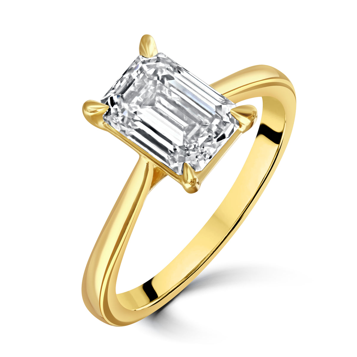 Laboratory Grown 2.05ct Emerald Cut Diamond 18ct Yellow Gold Solitaire Ring - Michael Jones Jeweller