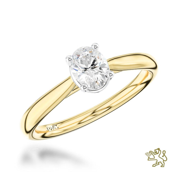 Classic Oval Solitaire 0.42ct D VS1 Diamond Yellow Gold/Platinum Ring - Michael Jones Jeweller