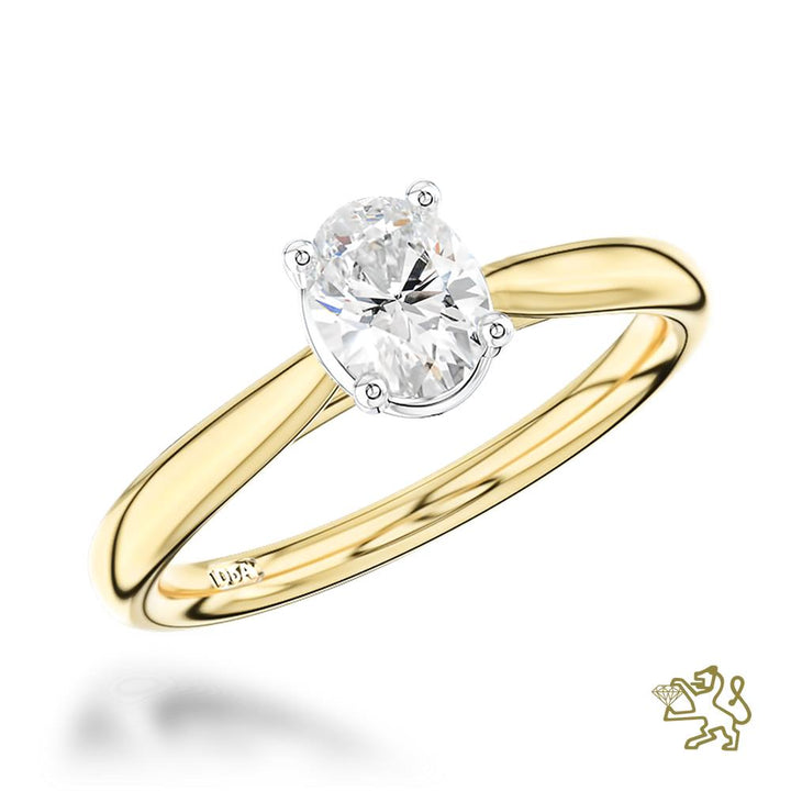 Classic Oval Solitaire 0.70ct G SI1 Diamond Yellow Gold/Platinum Ring