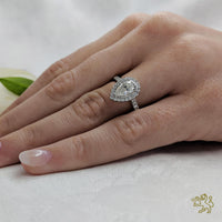 Skye Pear Halo 0.70ct G SI1 Diamond Platinum Ring