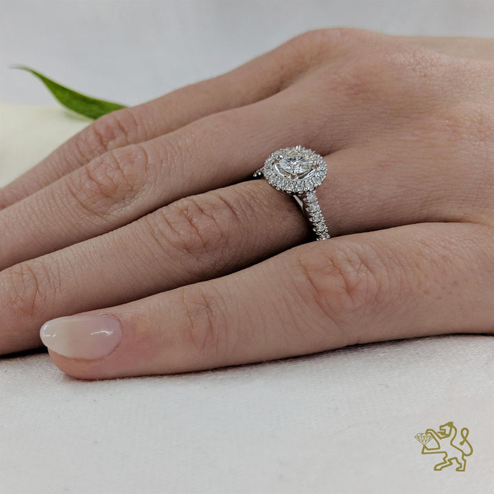 Skye Halo 0.50ct D SI1 Diamond Platinum Ring