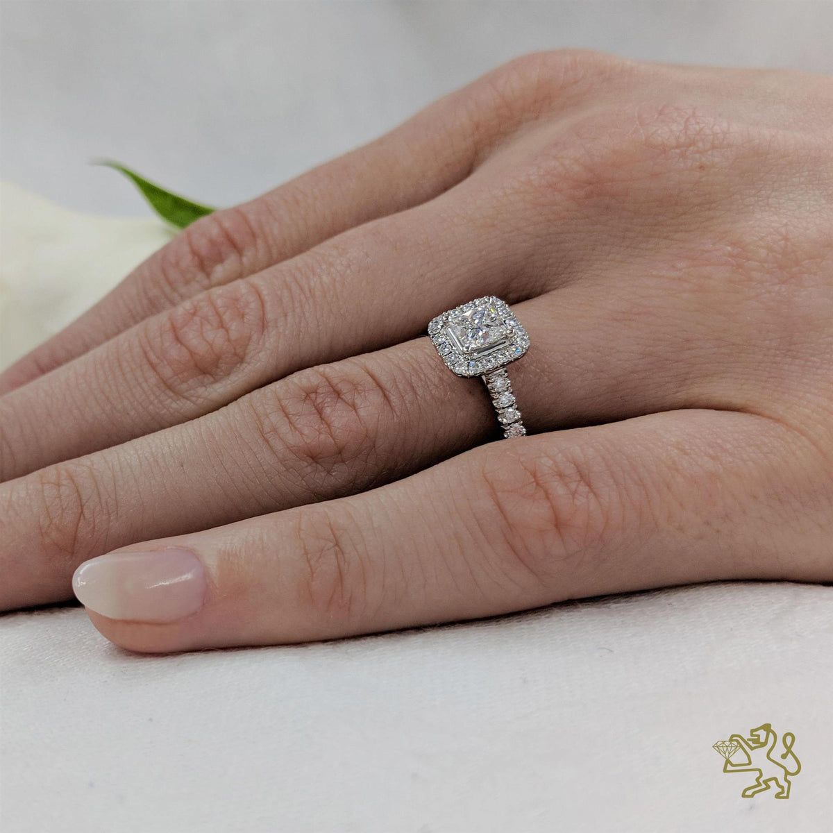 Skye Princess Halo 0.50ct D SI1 Diamond Platinum Ring - Michael Jones Jeweller