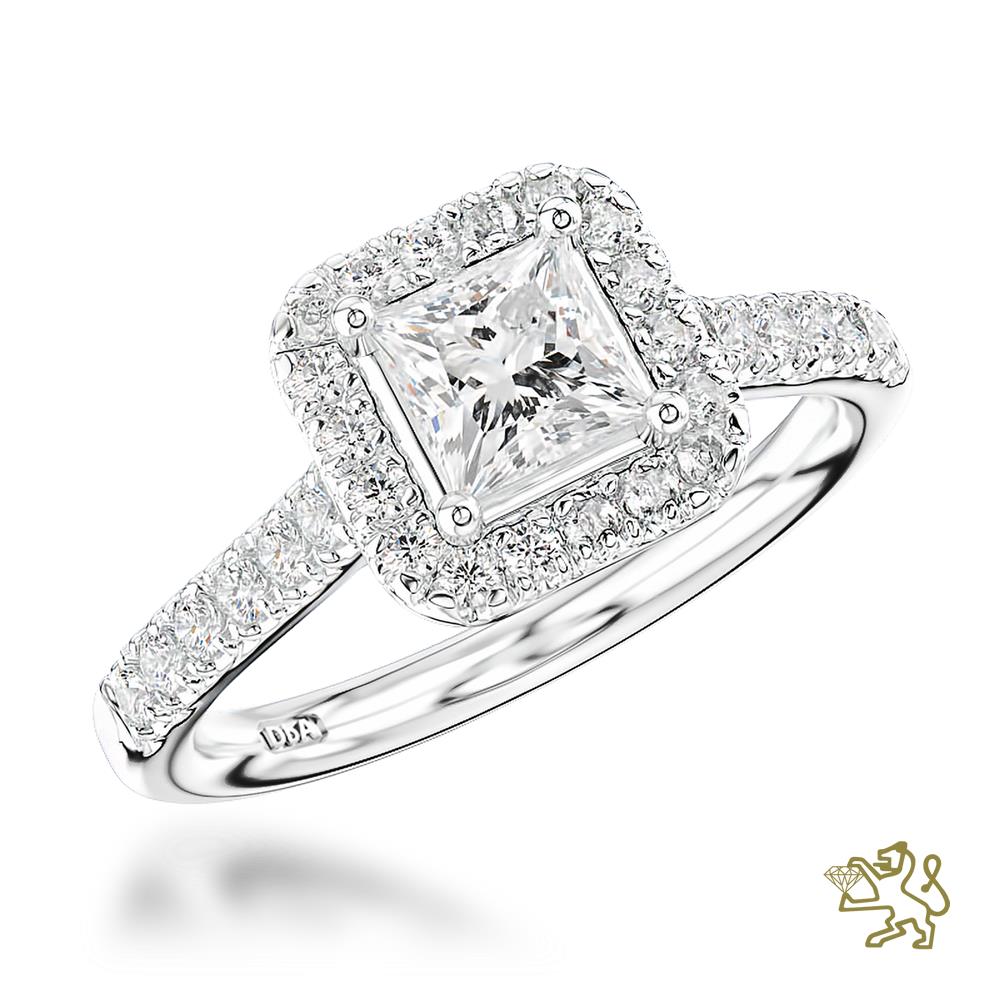 Skye Princess Halo 0.50ct D SI1 Diamond Platinum Ring - Michael Jones Jeweller