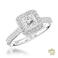 Skye Princess Halo 0.50ct D SI1 Diamond Platinum Ring - Michael Jones Jeweller