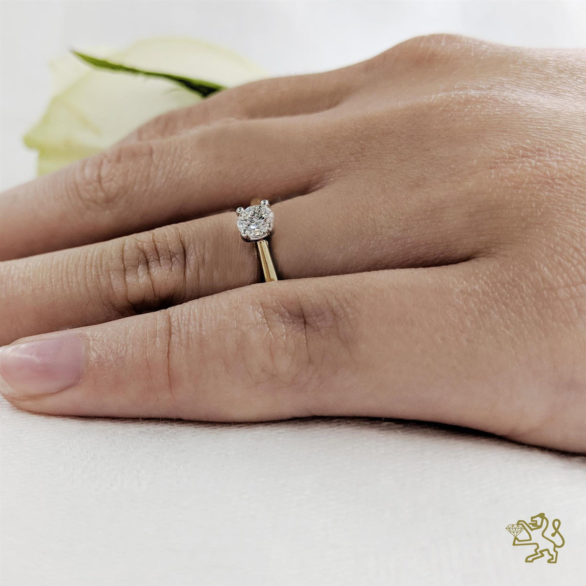 Open Tulip Solitaire 0.33ct F SI1 Diamond Yellow Gold/Platinum Ring - Michael Jones Jeweller