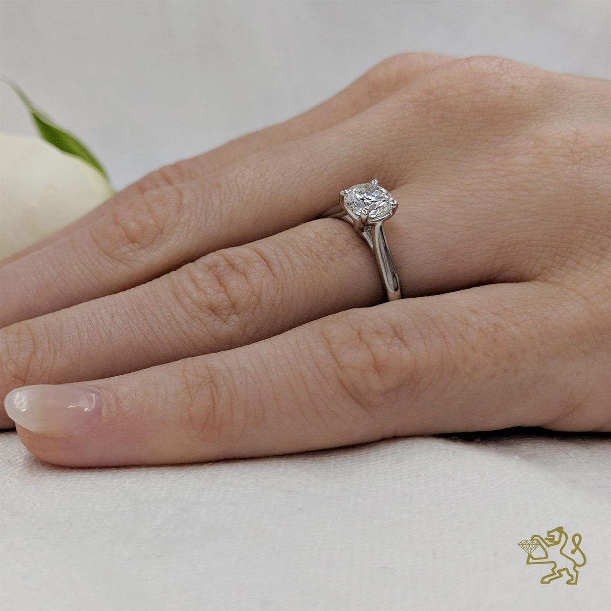 Open Tulip Solitaire 0.80ct G SI1 Diamond Platinum Ring - Michael Jones Jeweller