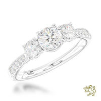 Skye Classic Three Stone 0.30ct F VS2 Diamond Platinum Ring - Michael Jones Jeweller