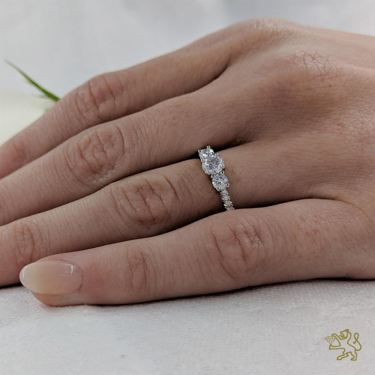 Skye Classic Three Stone 0.30ct F VS2 Diamond Platinum Ring - Michael Jones Jeweller