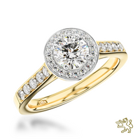 Dulcina Halo 0.50ct E VS2 Diamond 18ct Yellow Gold/Platinum Ring