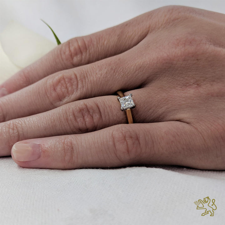 Classic Princess Solitaire 0.65ct E SI1 Diamond Yellow Gold/Platinum Ring