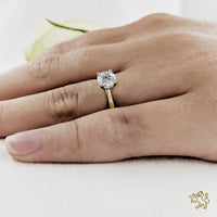 Open Tulip Solitaire 0.80ct G SI1 Diamond Yellow Gold/Platinum Ring - Michael Jones Jeweller