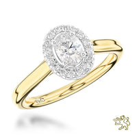 Skye Pure Oval Halo 0.50ct D SI2 Diamond Yellow Gold/Platinum Ring - Michael Jones Jeweller