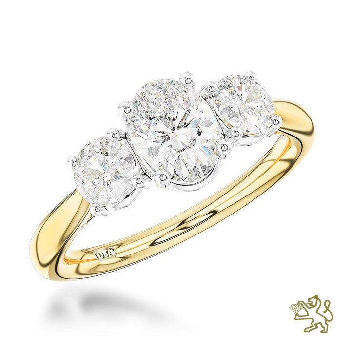 Royal Oval Three Stone 0.70ct G VS1 Diamond Yellow Gold/Platinum Ring