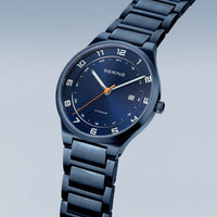 Bering Titanium Brushed Blue Quartz Watch 15139-797 - Michael Jones Jeweller