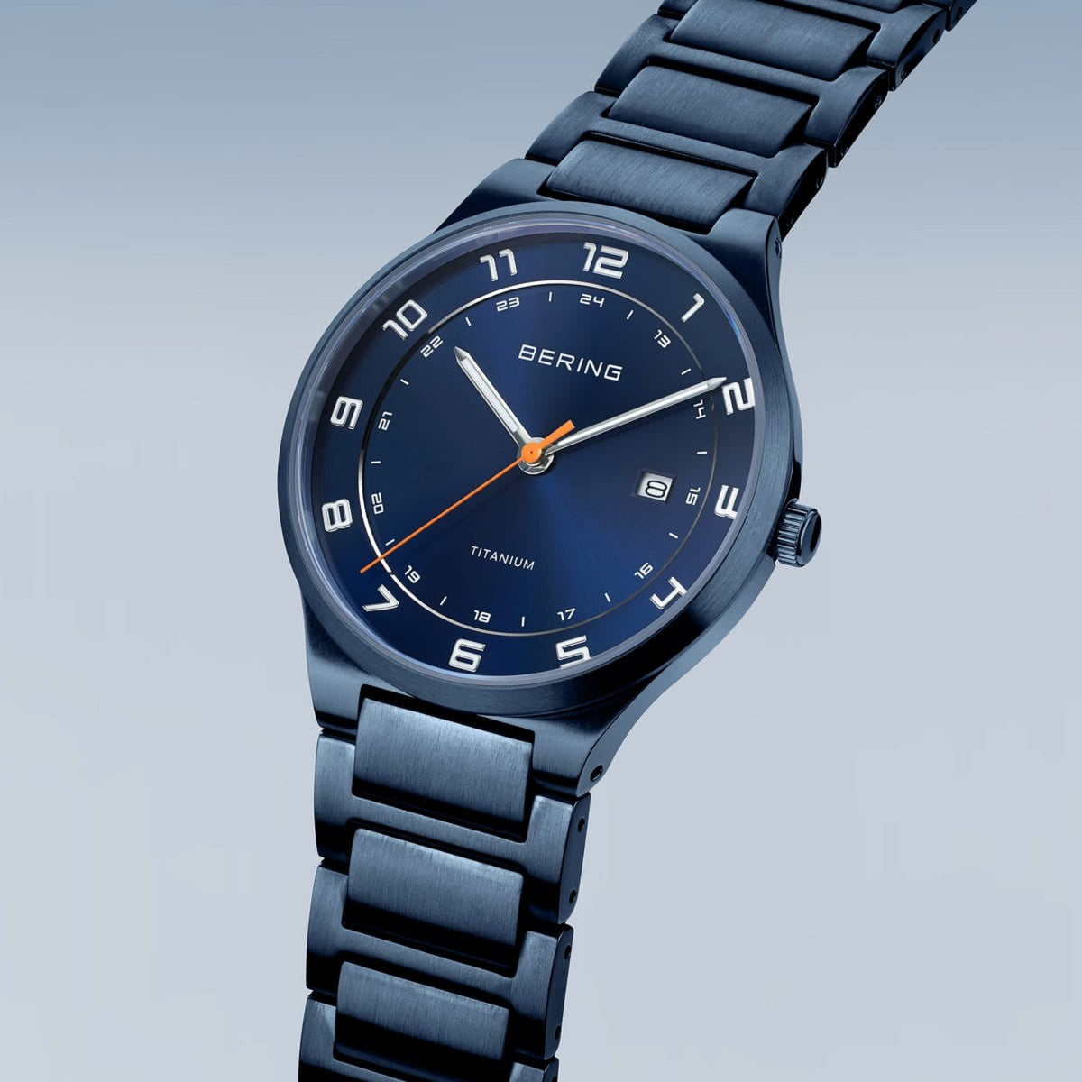 Bering Titanium Brushed Blue Quartz Watch 15139-797 - Michael Jones Jeweller